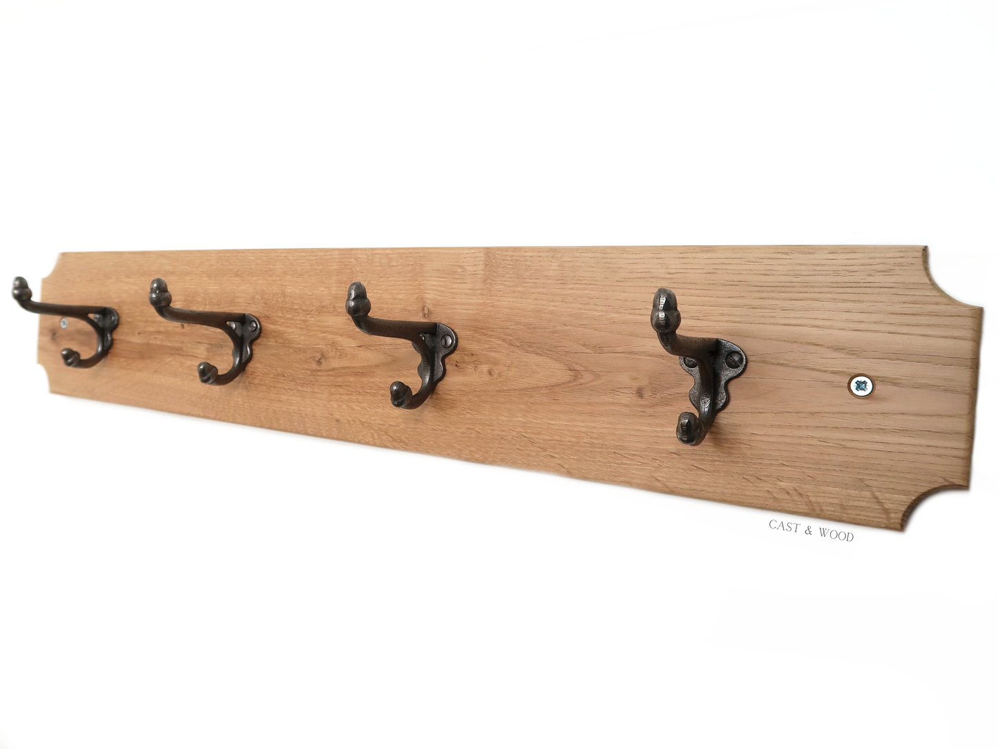 Solid Oak Coat Rack with 4no x Acorn Hooks