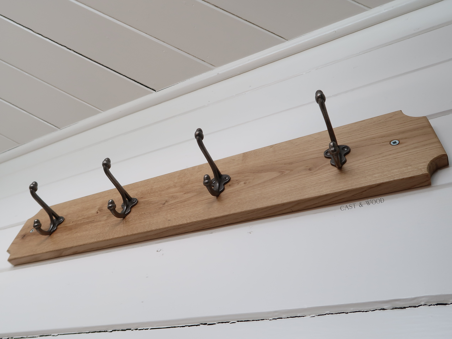 Solid Oak Coat Rack with 4no x Acorn Hooks