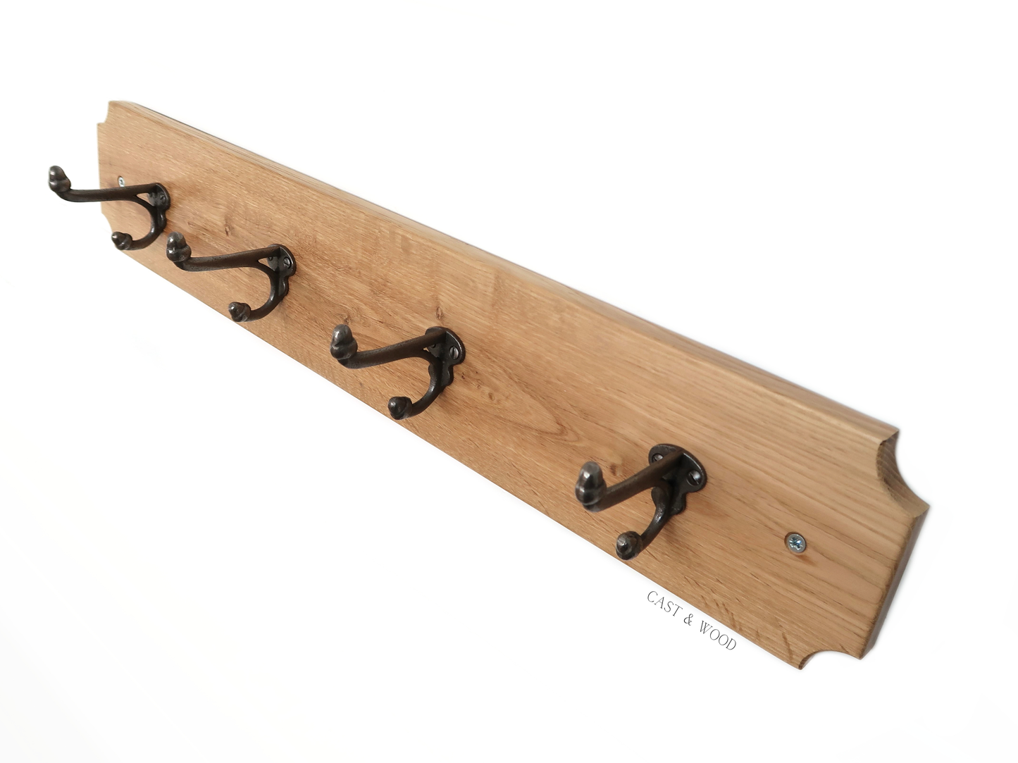 Solid Oak Coat Rack with 4no x Acorn Hooks