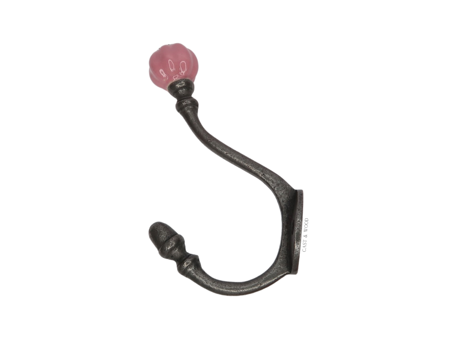 Side View Pink Acorn Double Coat Hook