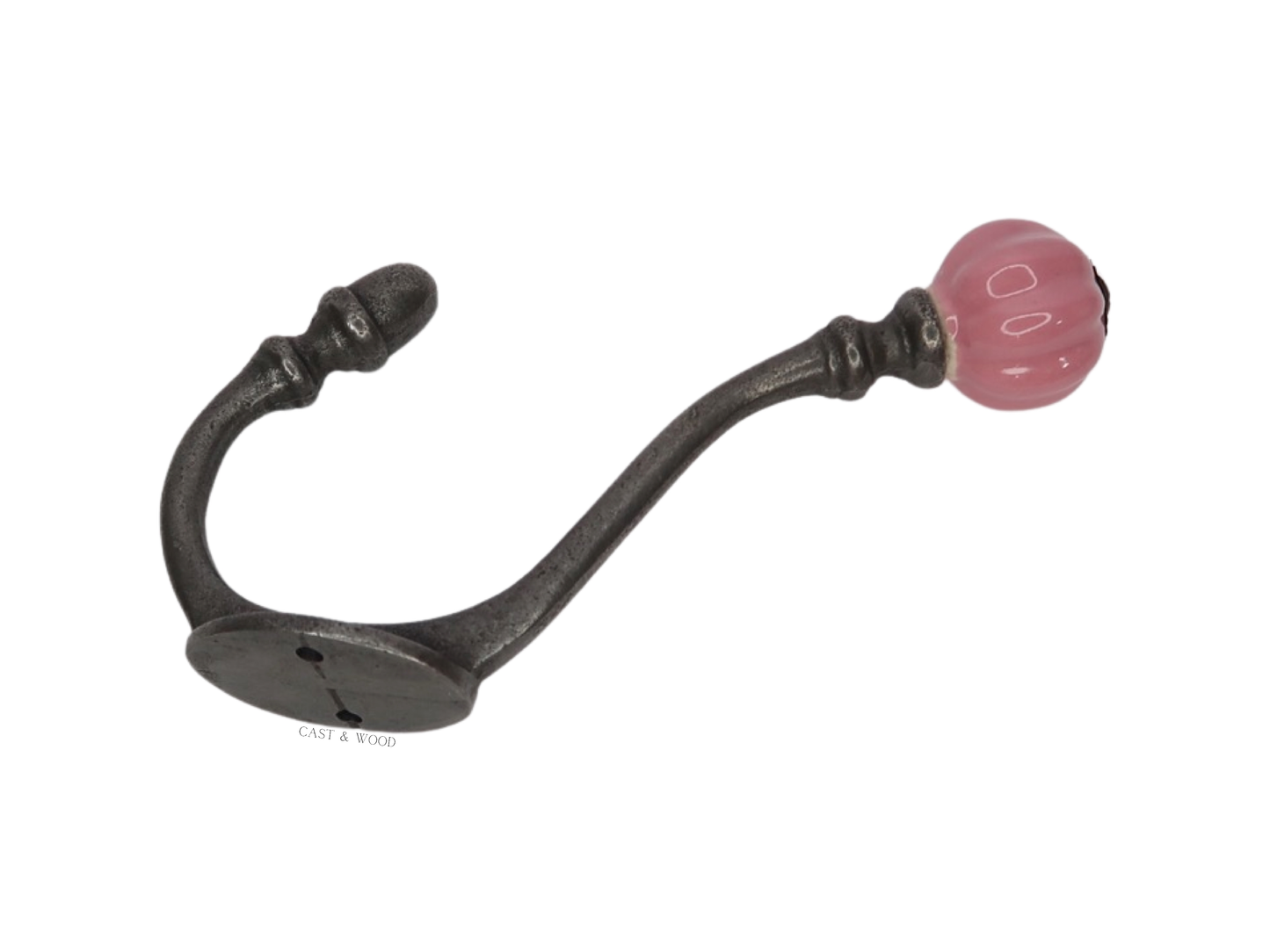 Side Rear View Pink Acorn Double Coat Hook