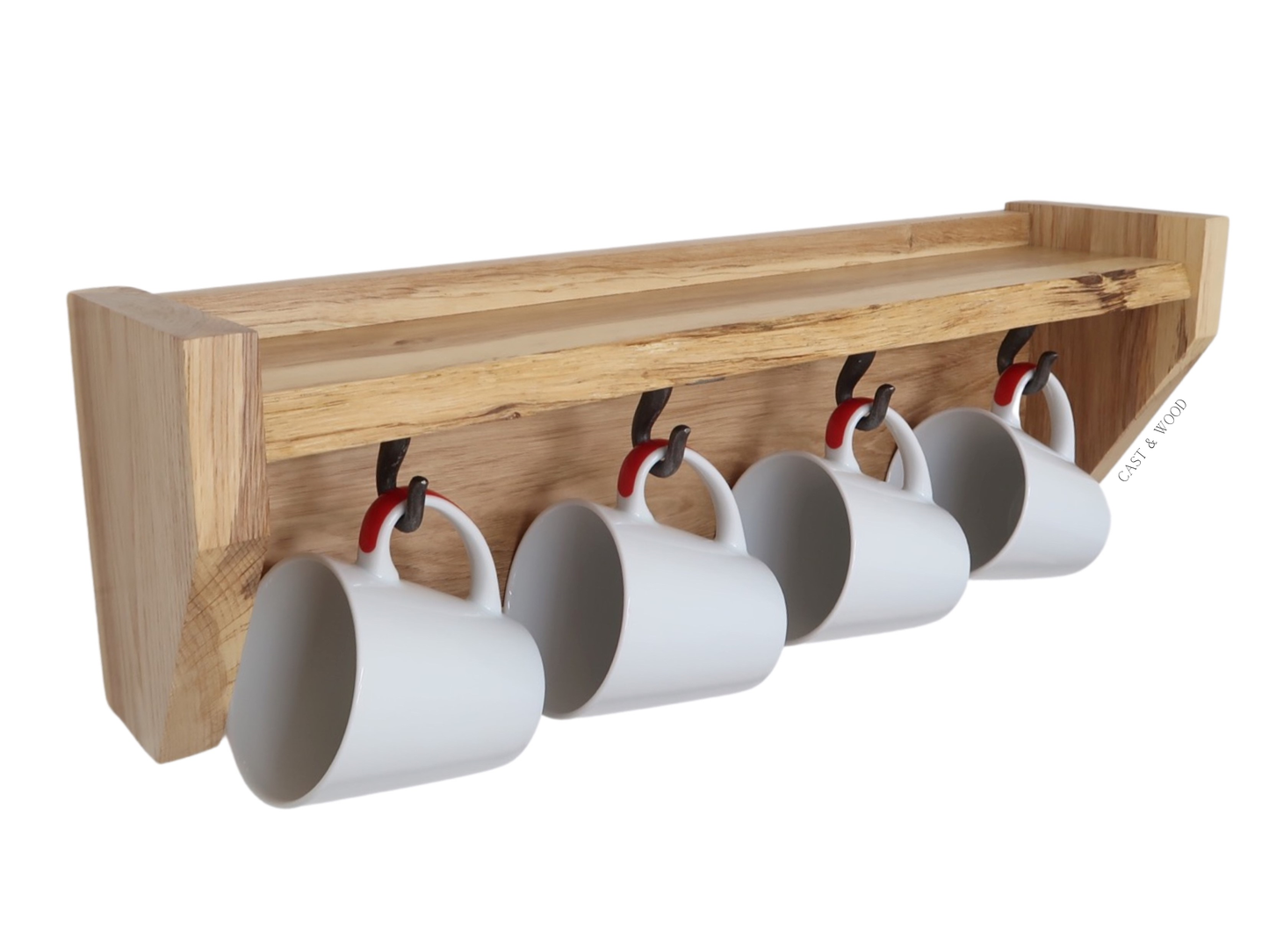 Solid Oak Live Edge Hanging Shelf