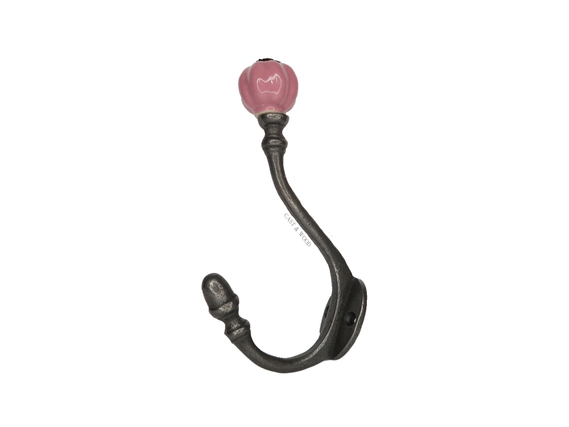 Front View Pink Acorn Double Coat Hook