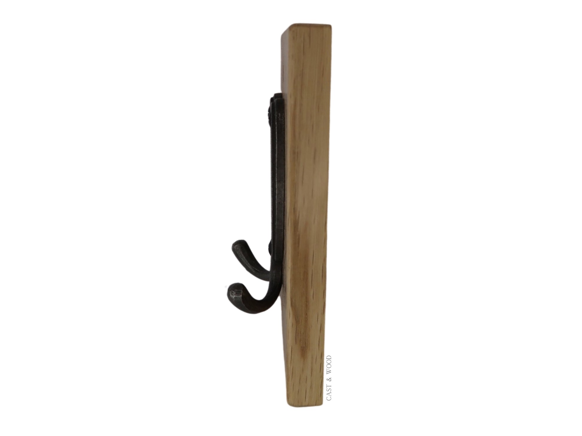 Solid Oak Mounted Horseshoe Hook - Vertical