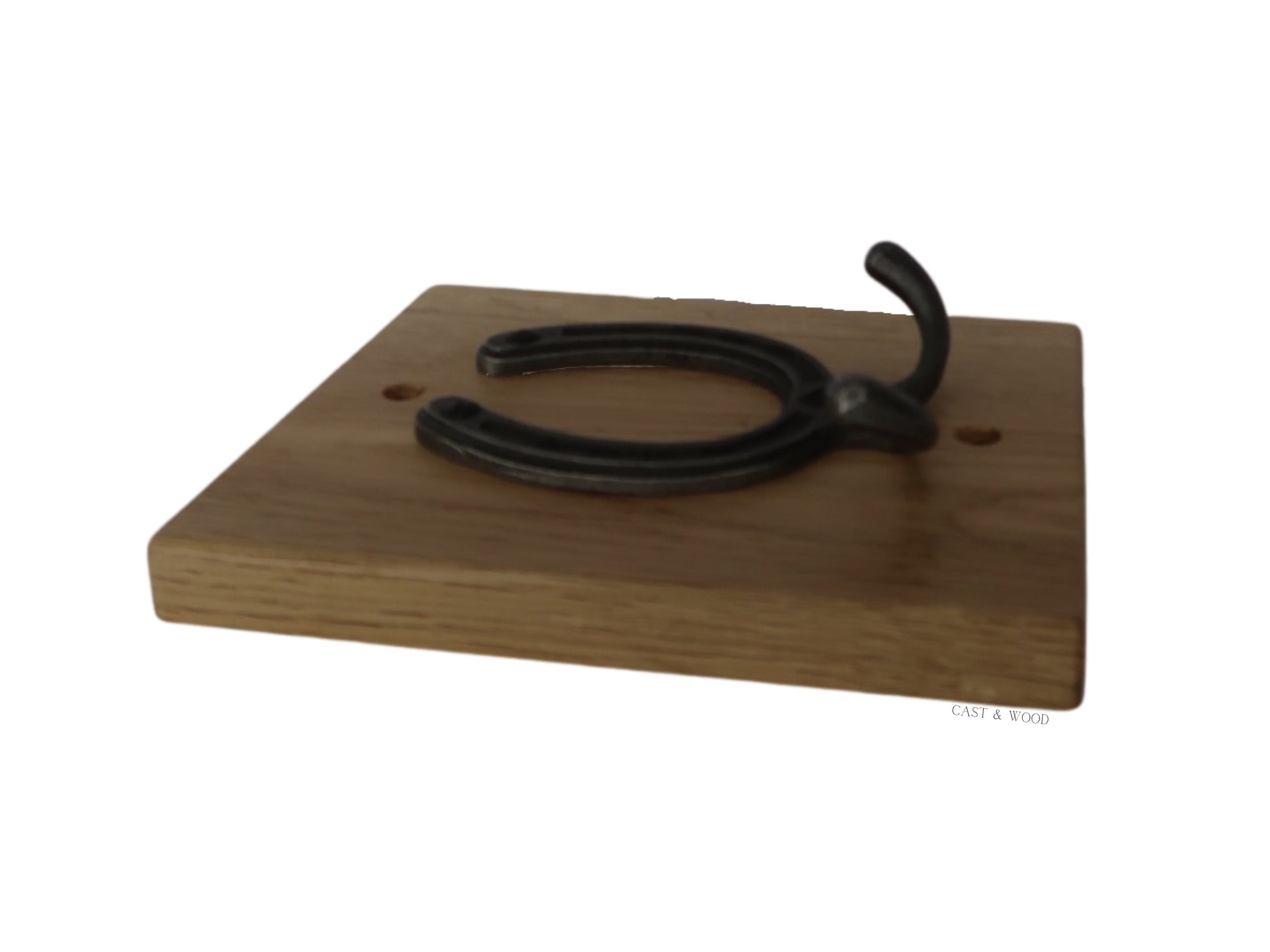 Solid Oak Mounted Horseshoe Hook - Vertical