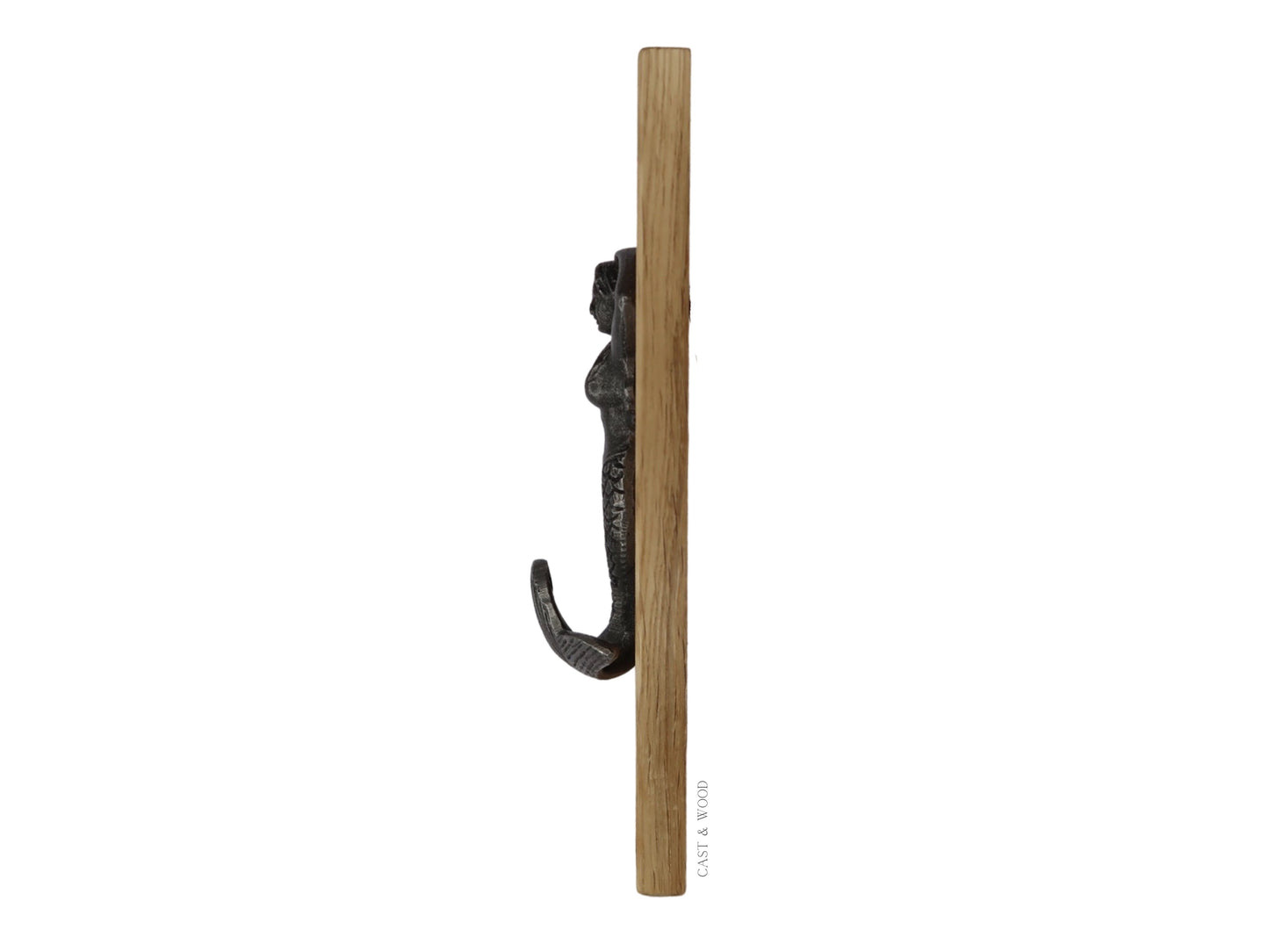 Solid Oak Mounted Mermaid Hook