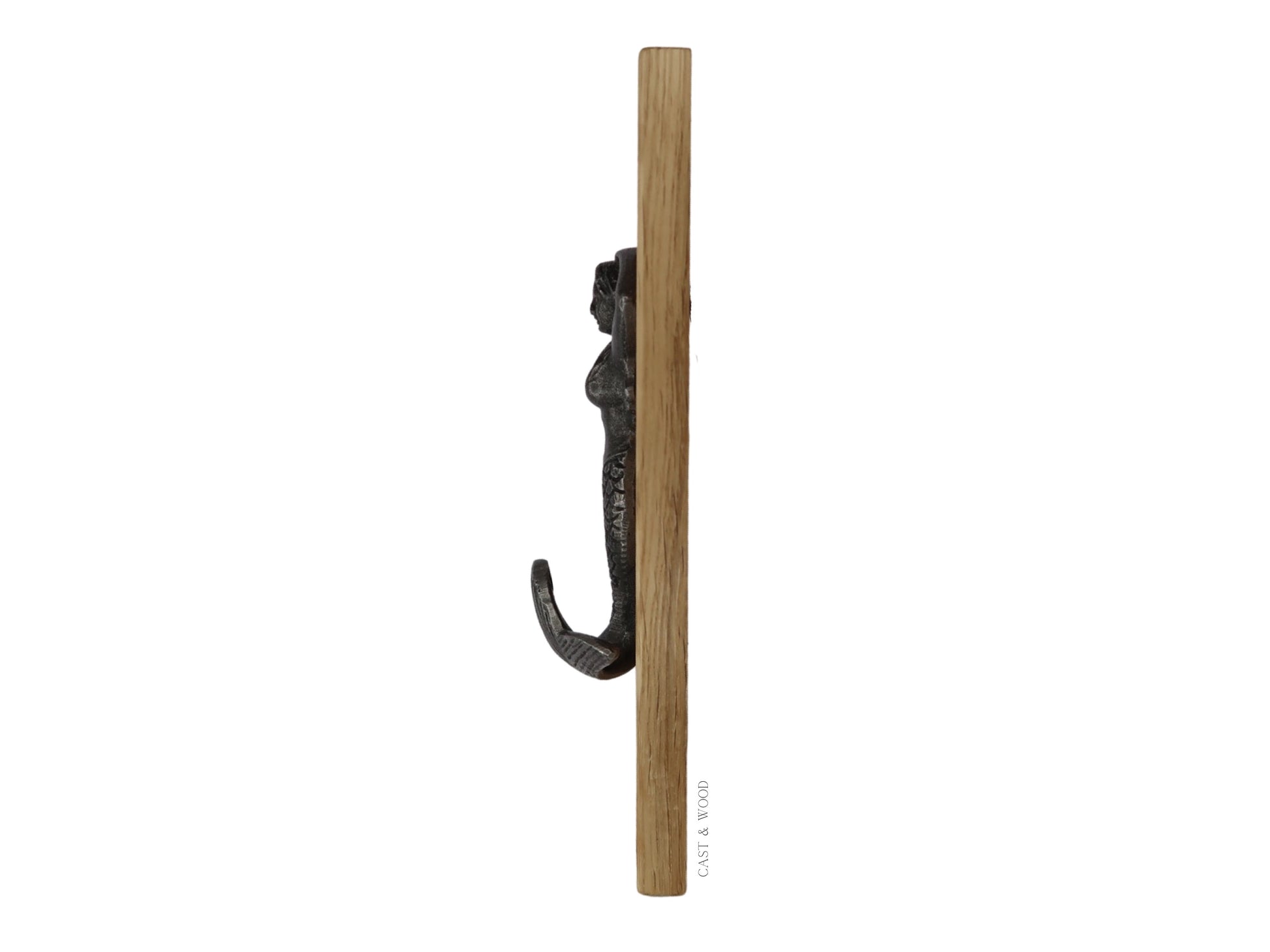 Solid Oak Mounted Mermaid Hook