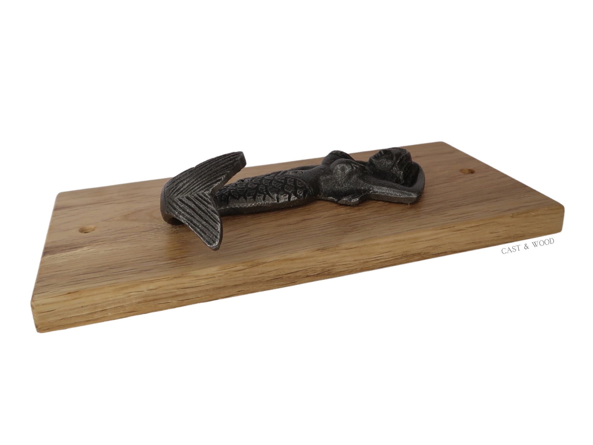 Solid Oak Mounted Mermaid Hook