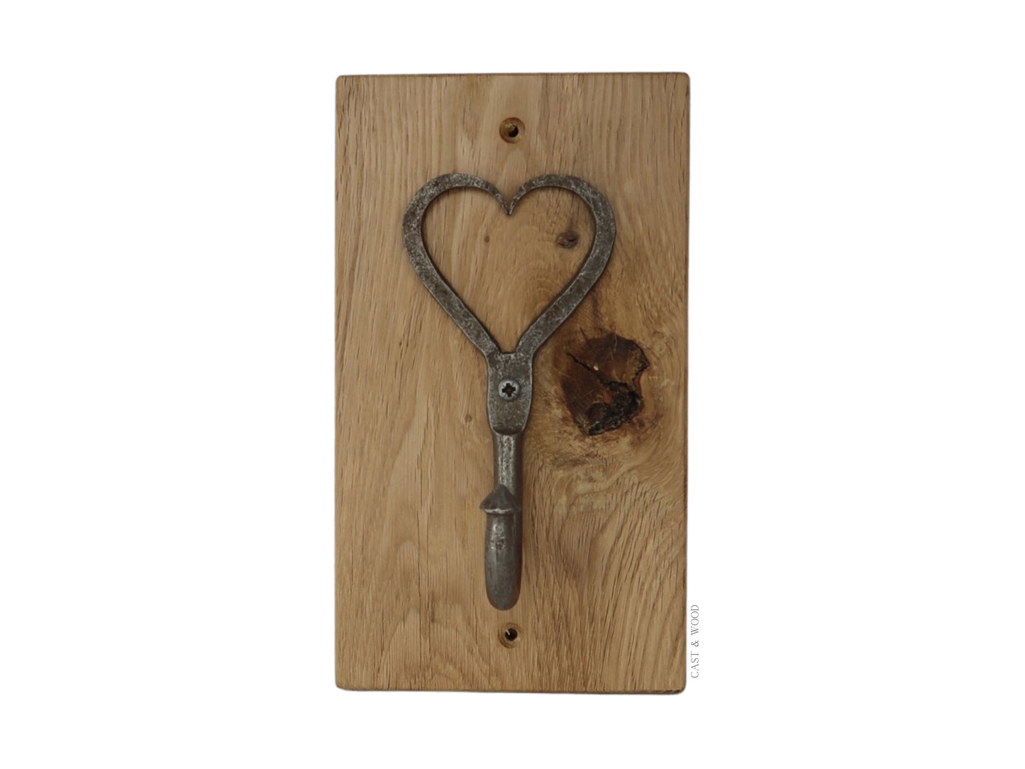 Solid Oak Mounted Heart Hook