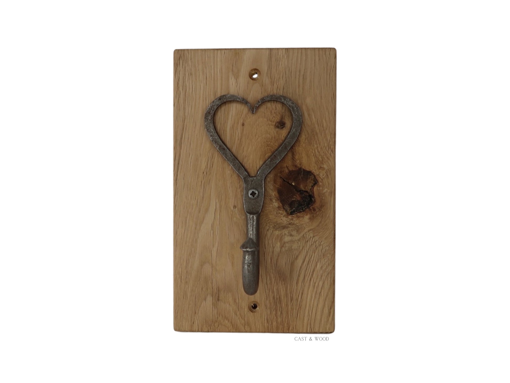 Solid Oak Mounted Heart Hook