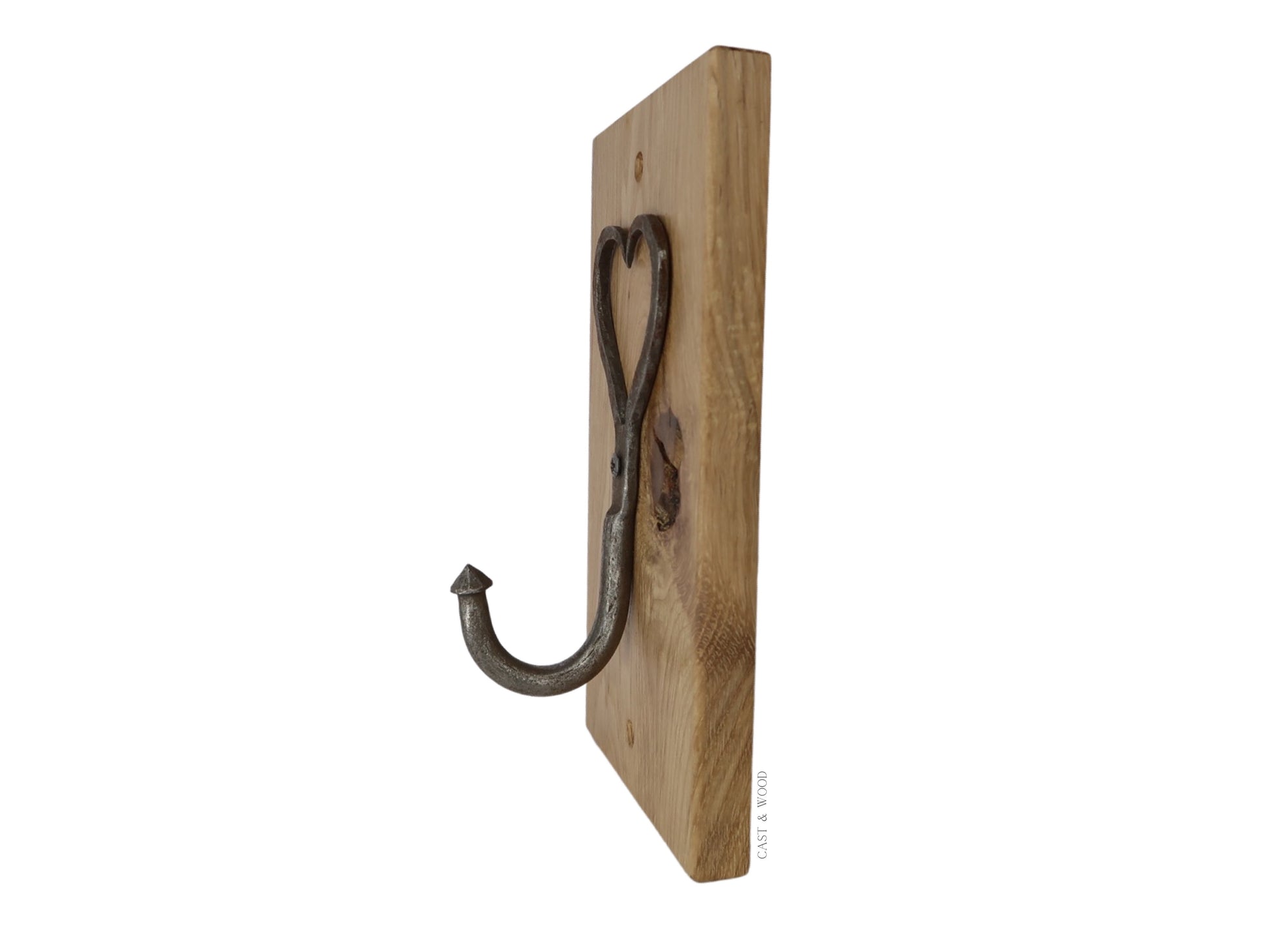 Solid Oak Mounted Heart Hook