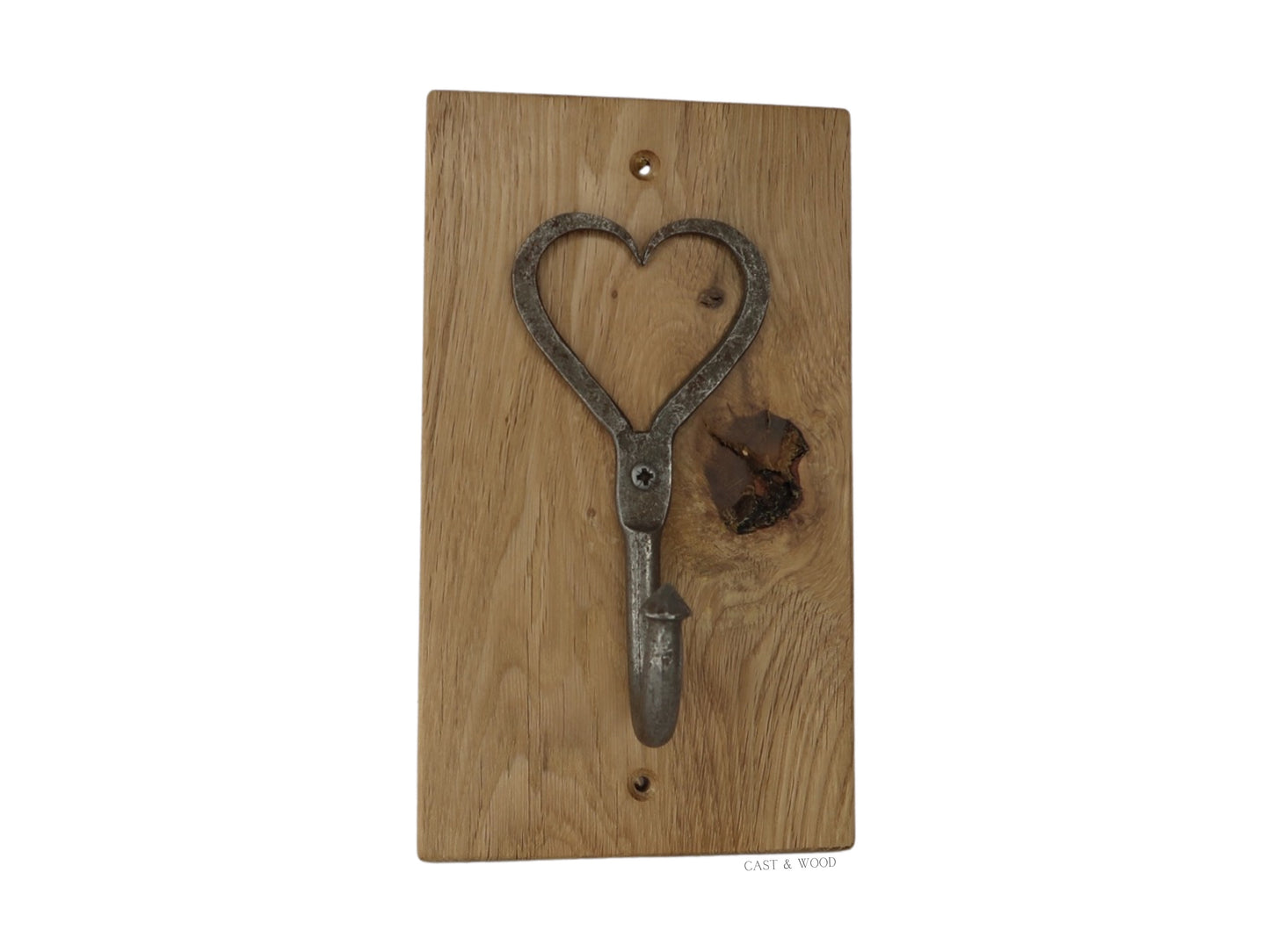 Solid Oak Mounted Heart Hook