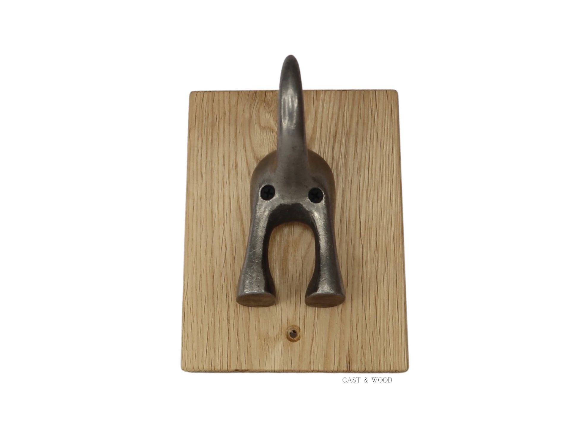 Solid Oak Mounted Dog Tail Hook - Single