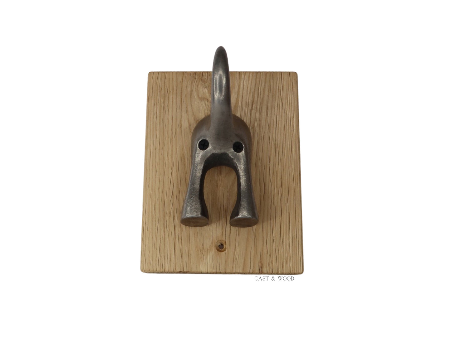 Solid Oak Mounted Dog Tail Hook - Single
