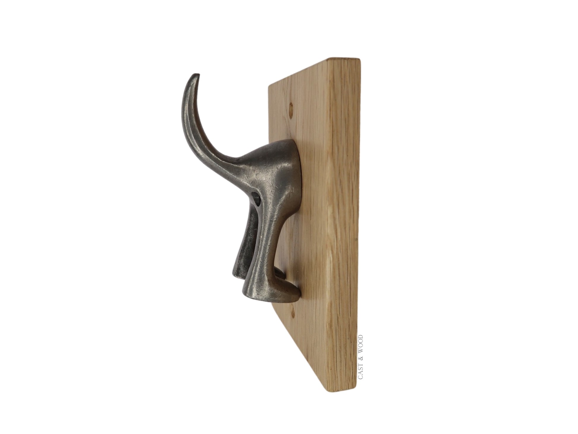 Solid Oak Mounted Dog Tail Hook - Single