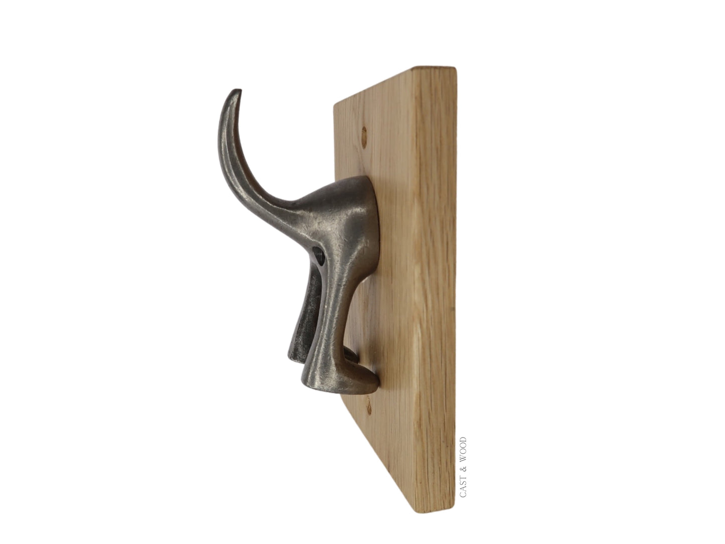 Solid Oak Mounted Dog Tail Hook - Single