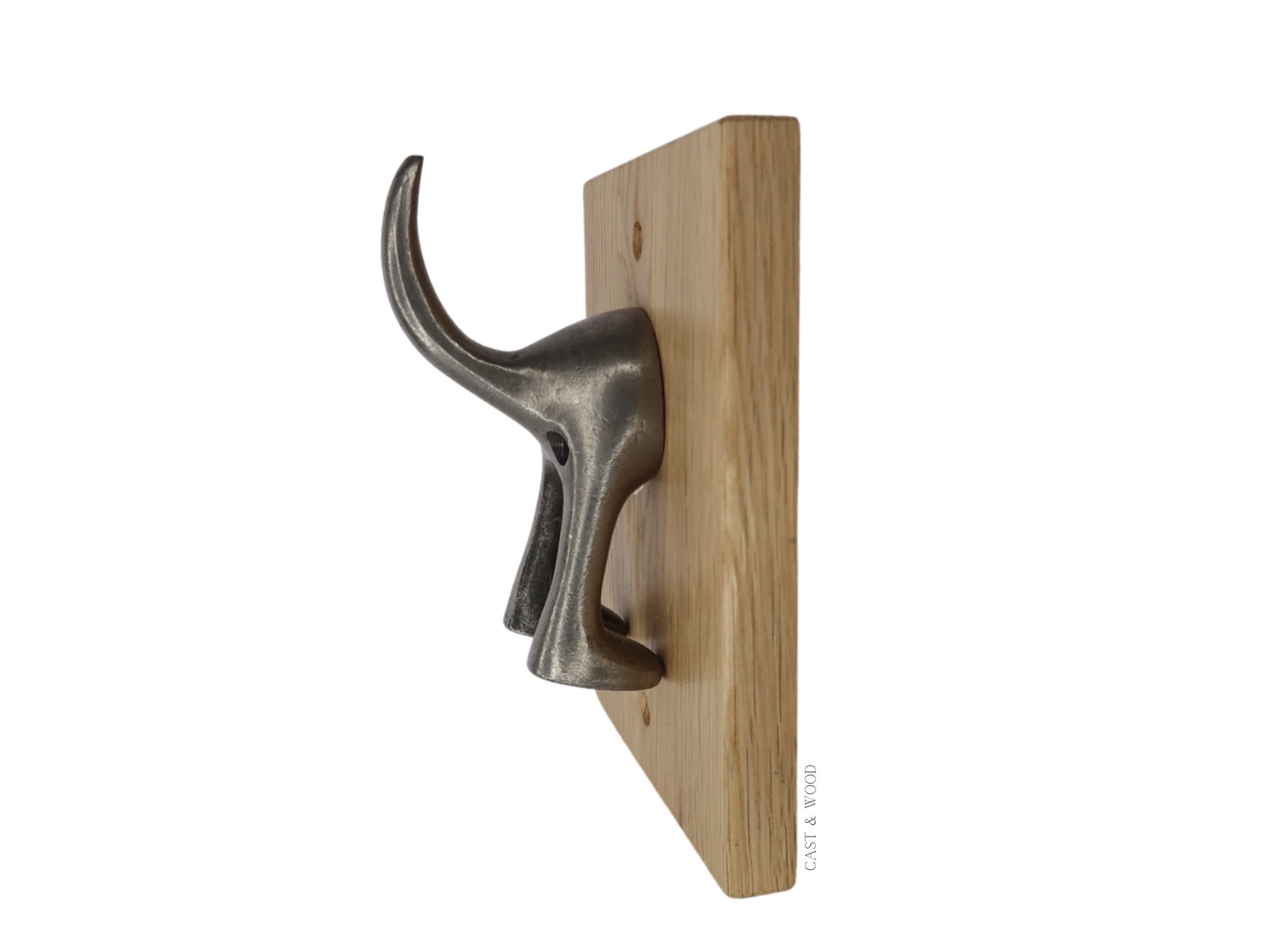 Solid Oak Mounted Dog Tail Hook - Single