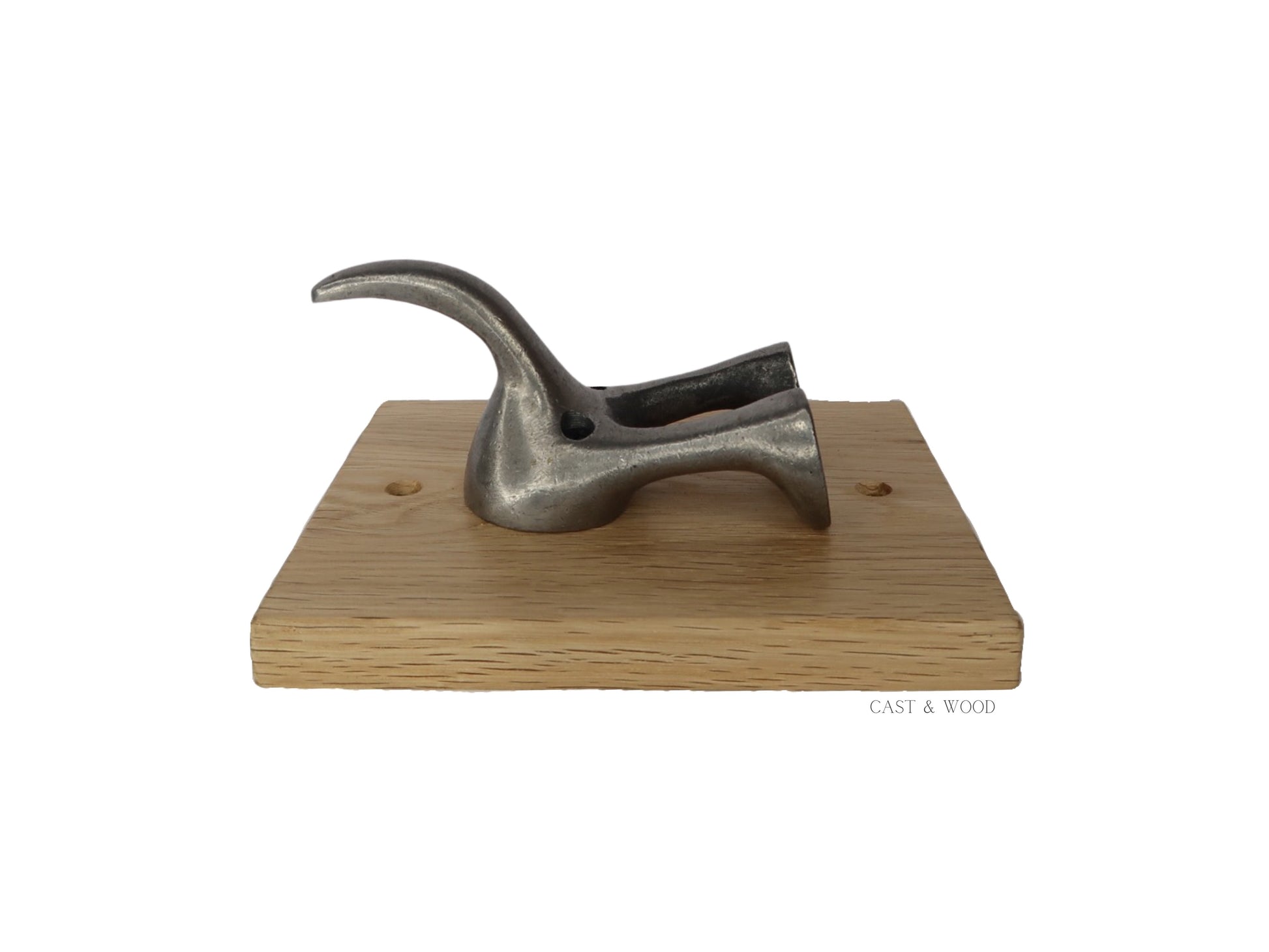 Solid Oak Mounted Dog Tail Hook - Single