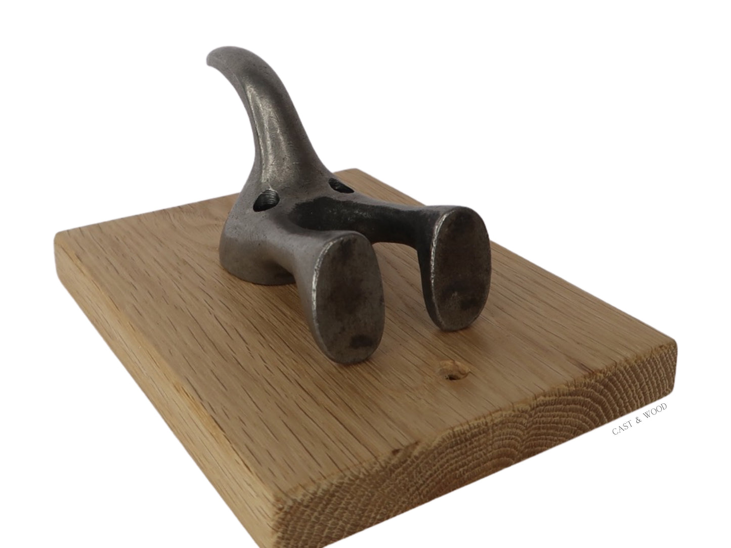 Solid Oak Mounted Dog Tail Hook - Single