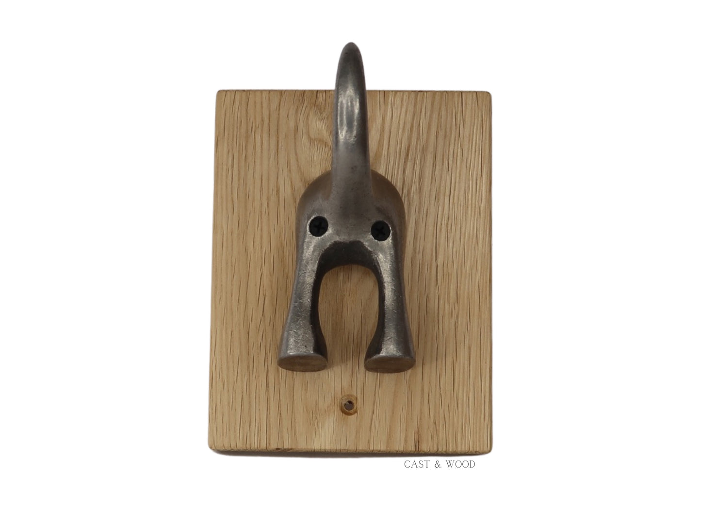 Solid Oak Mounted Dog Tail Hook - Single