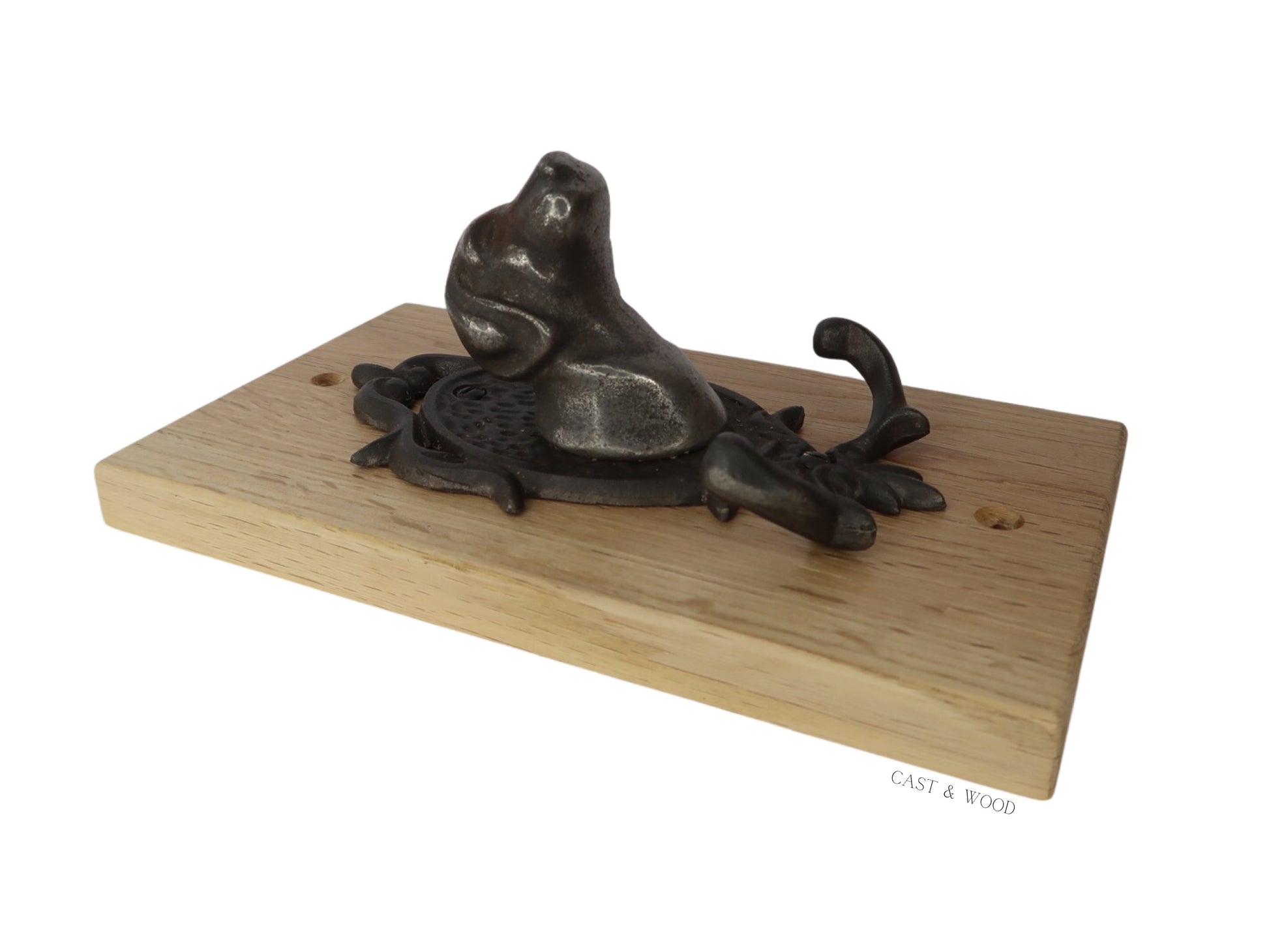 Solid Oak Mounted Bull Dog Hook