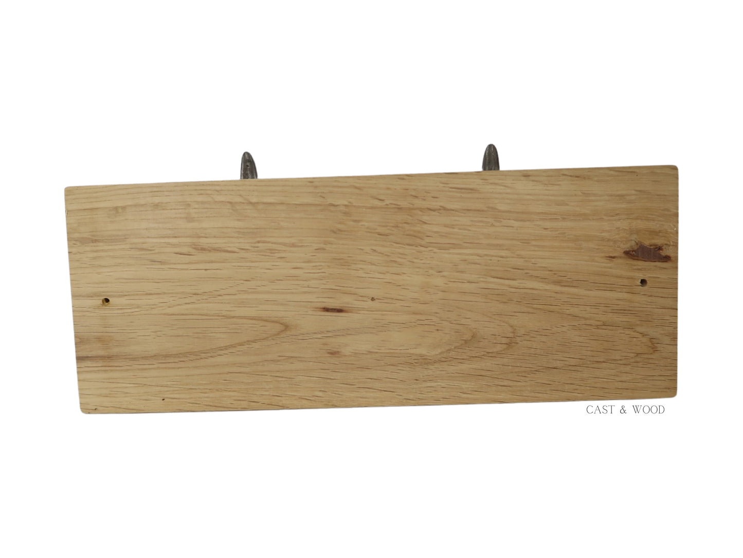 Solid Oak Mounted Dog Tail Hook - Double