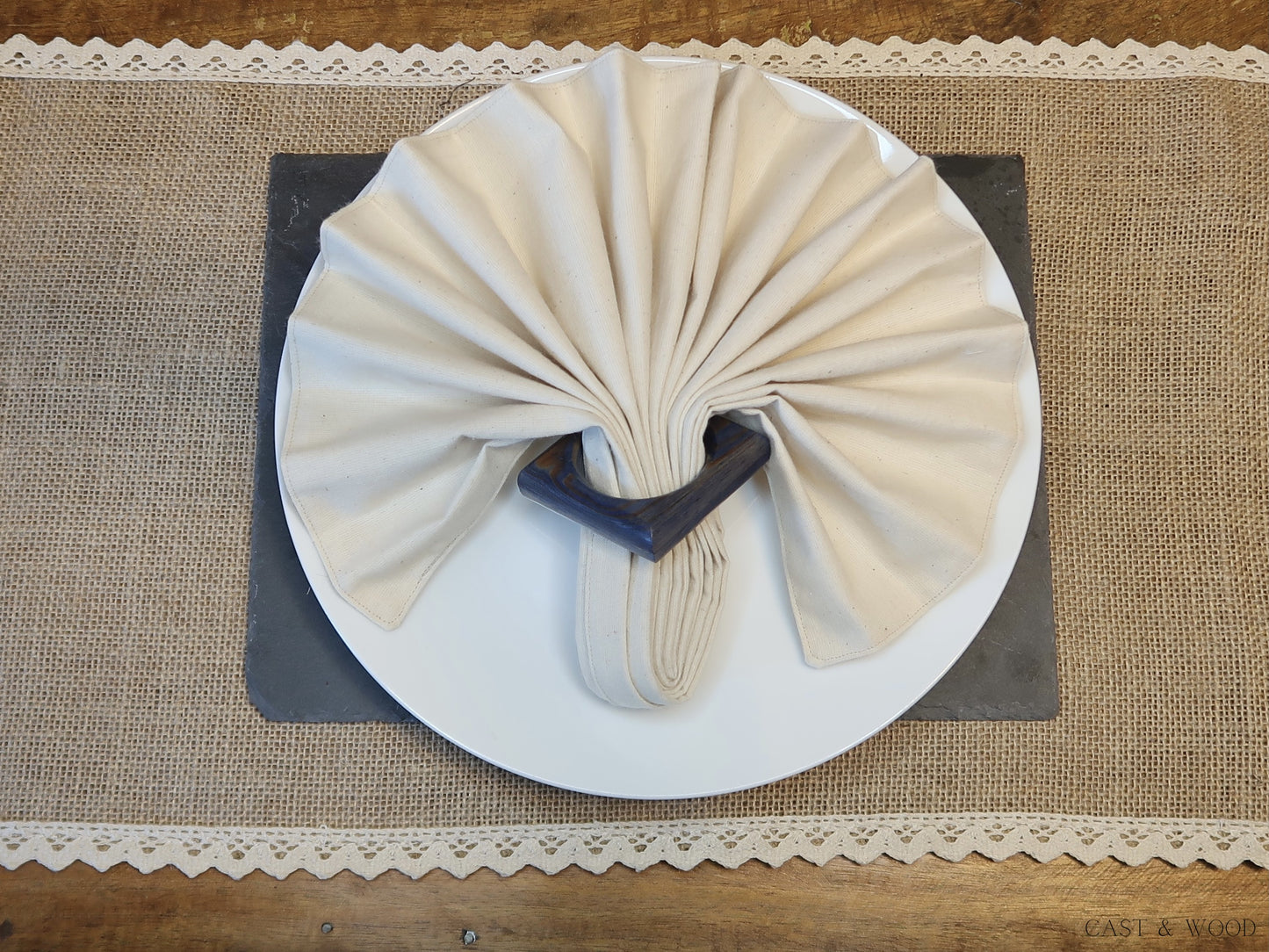 Napkin Rings - Navy Blue Cast & Wood