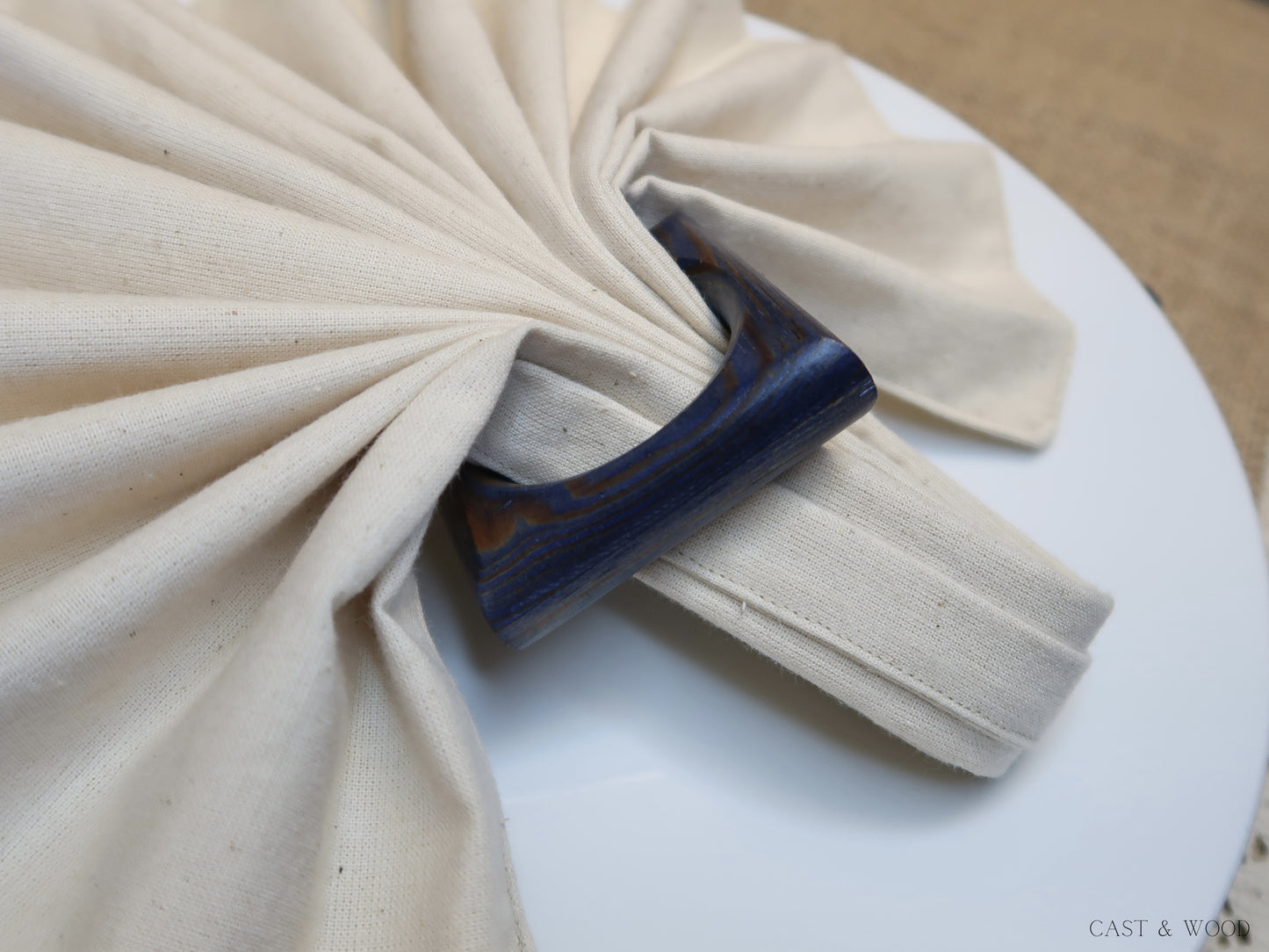 Napkin Rings - Navy Blue Cast & Wood