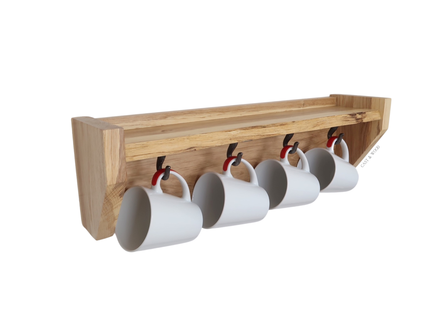 Solid Oak Live Edge Hanging Shelf