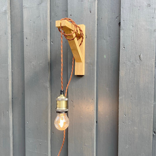 Solid Oak Gallows Pendant Wall Light Bracket freeshipping - Cast & Wood