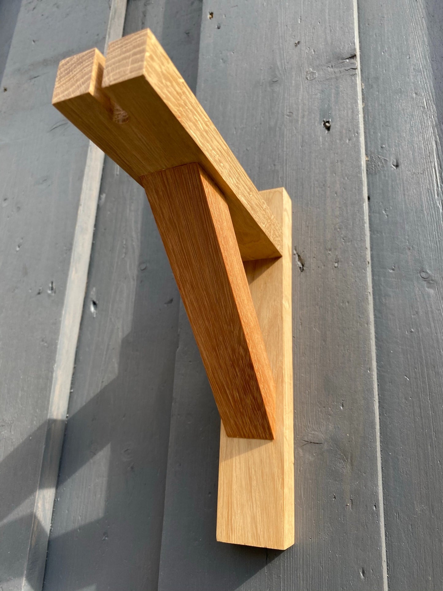 Solid Oak & Yellow Balau Gallows Pendant Wall Light Bracket freeshipping - Cast & Wood
