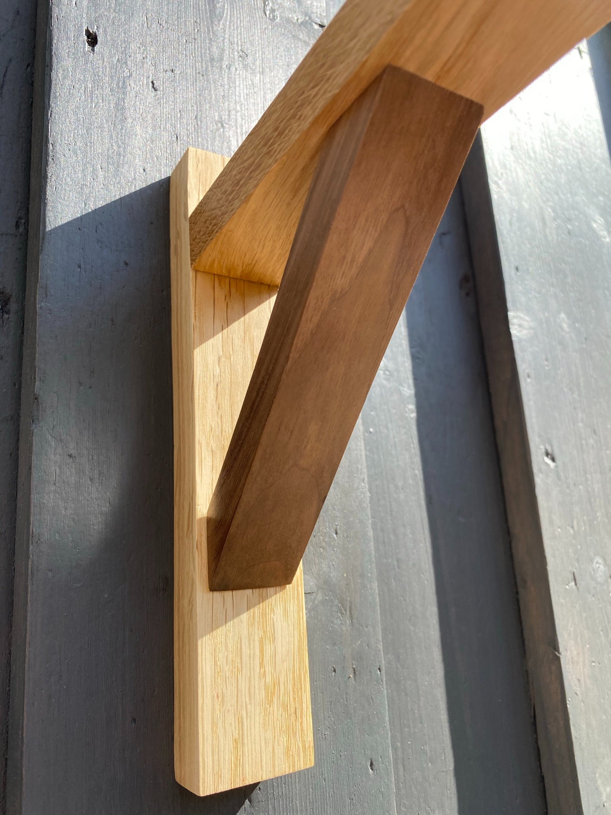 Solid Oak & American Black Walnut Gallows Pendant Wall Light Bracket freeshipping - Cast & Wood