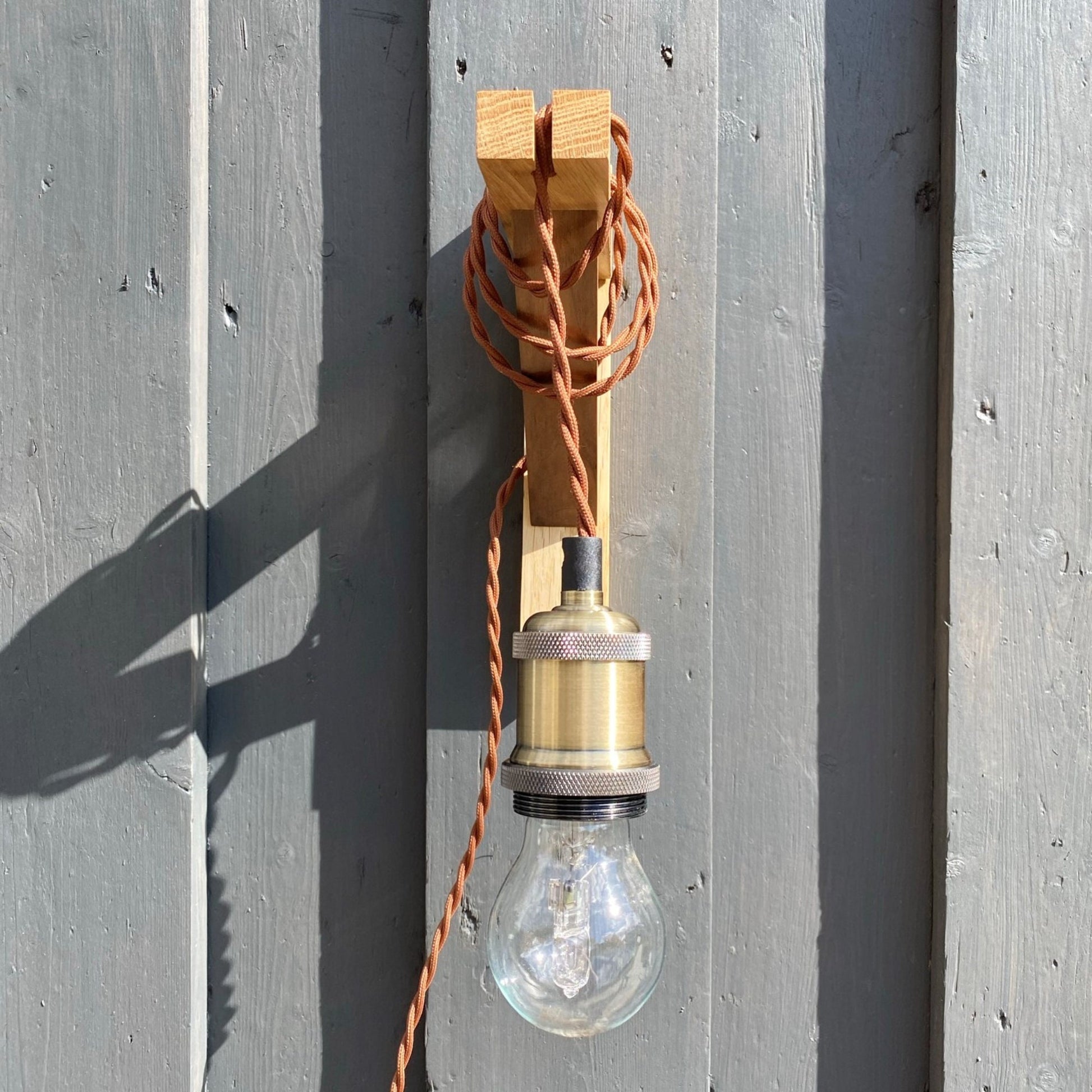 Solid Oak & American Black Walnut Gallows Pendant Wall Light Bracket freeshipping - Cast & Wood