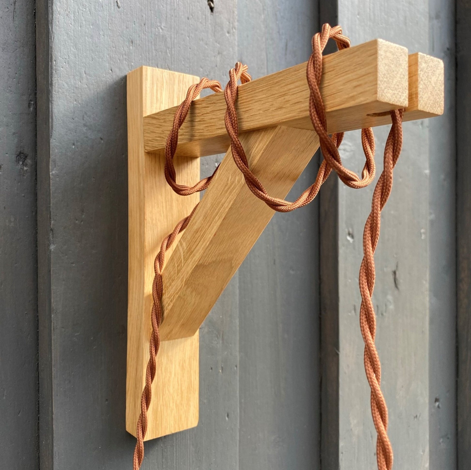 Solid Oak Gallows Pendant Wall Light Bracket freeshipping - Cast & Wood