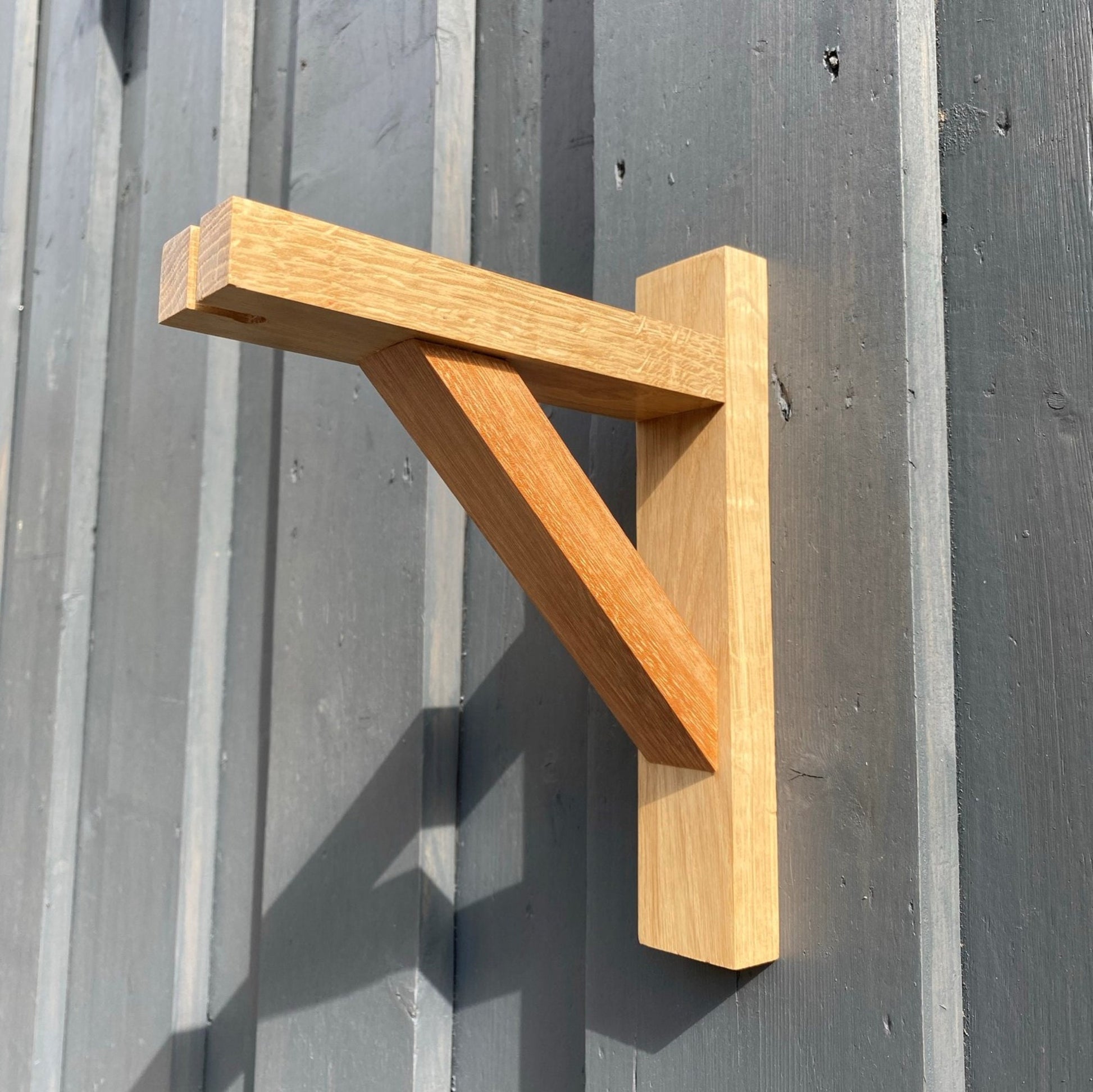Solid Oak & Yellow Balau Gallows Pendant Wall Light Bracket freeshipping - Cast & Wood