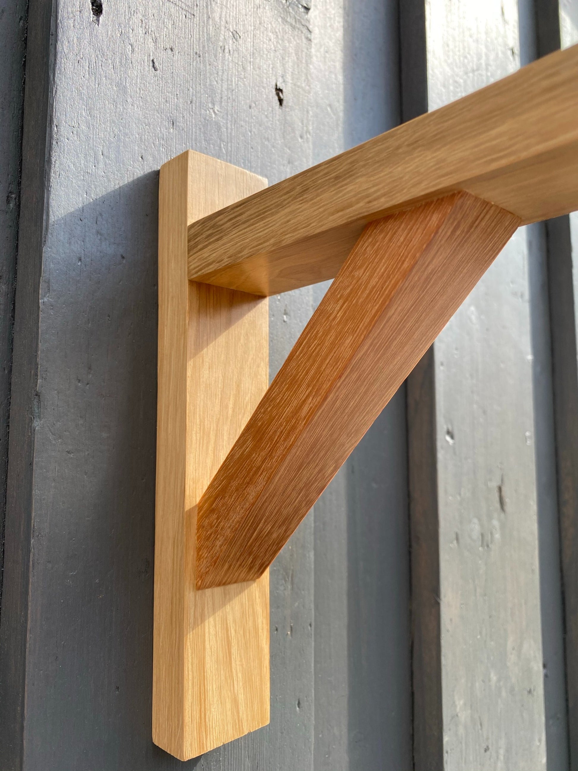 Solid Oak & Yellow Balau Gallows Pendant Wall Light Bracket freeshipping - Cast & Wood