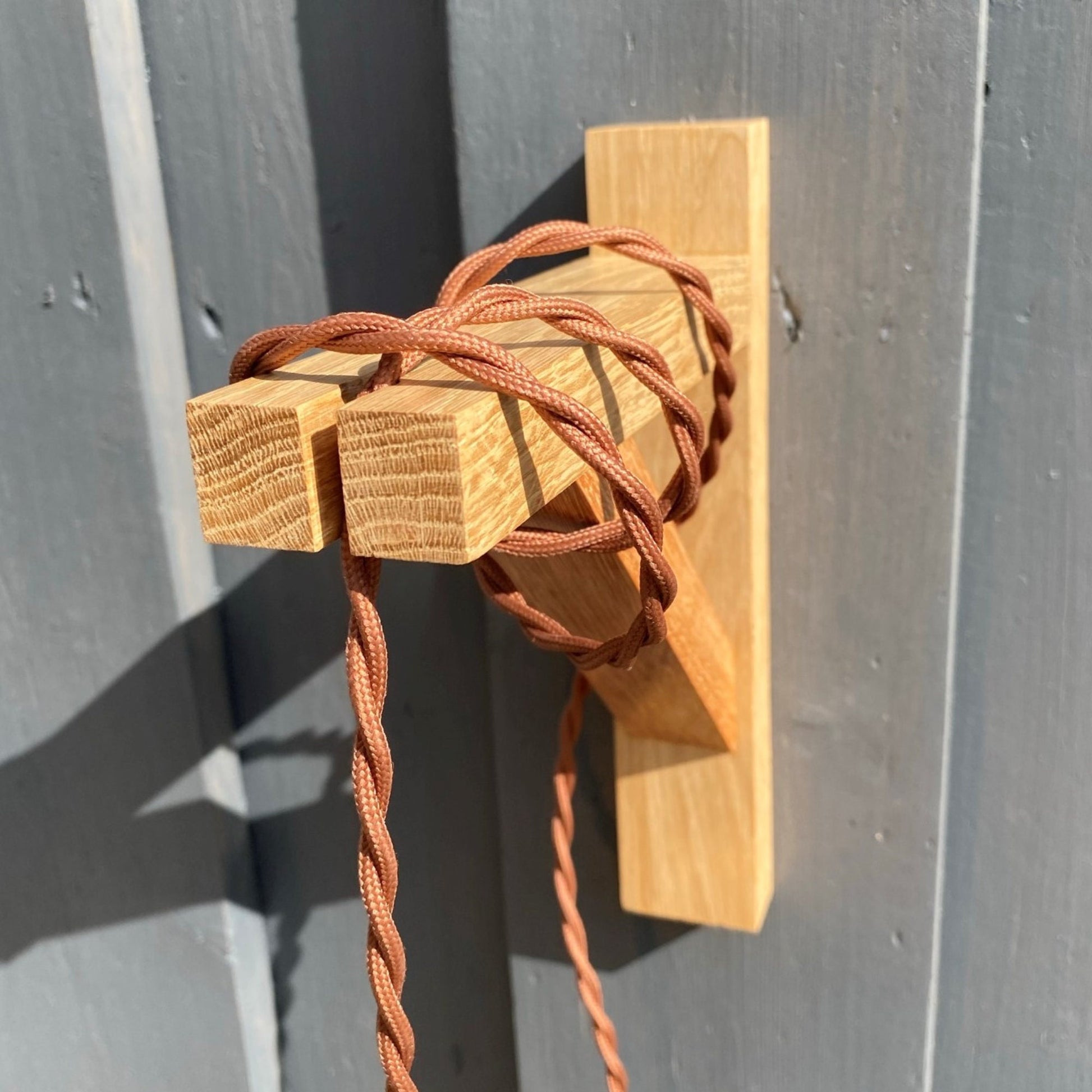 Solid Oak & Yellow Balau Gallows Pendant Wall Light Bracket freeshipping - Cast & Wood