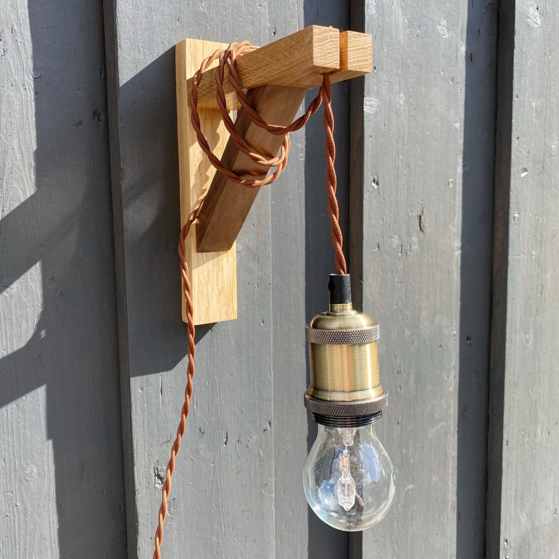Solid Oak & American Black Walnut Gallows Pendant Wall Light Bracket freeshipping - Cast & Wood
