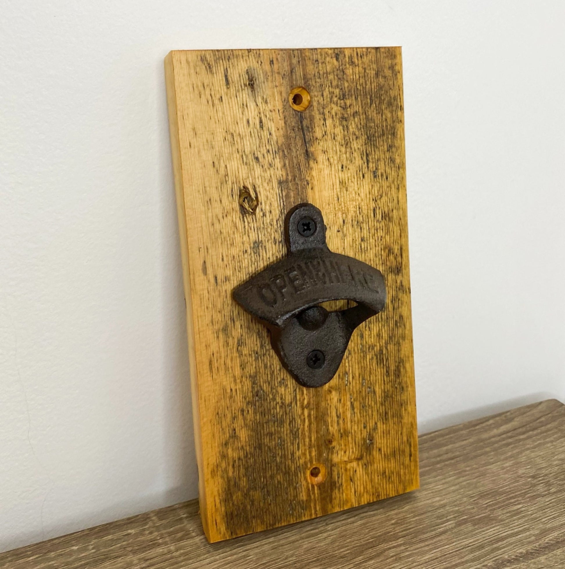 Wall Mounted Bottle Opener - Reclaimed Welsh Chapel Pine freeshipping - Cast & Wood