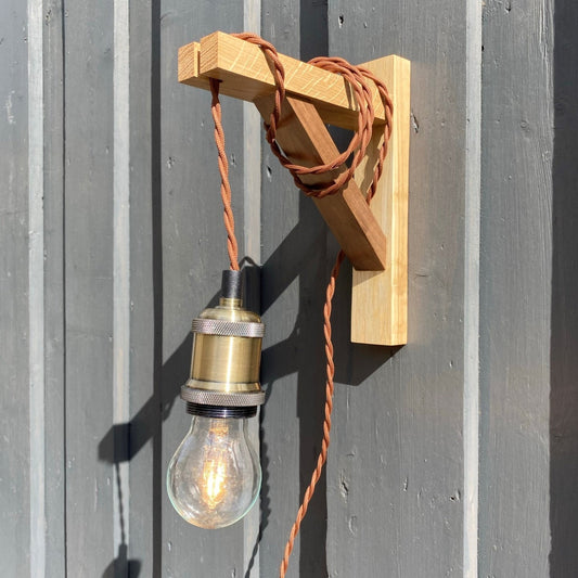 Solid Oak & American Black Walnut Gallows Pendant Wall Light Bracket freeshipping - Cast & Wood