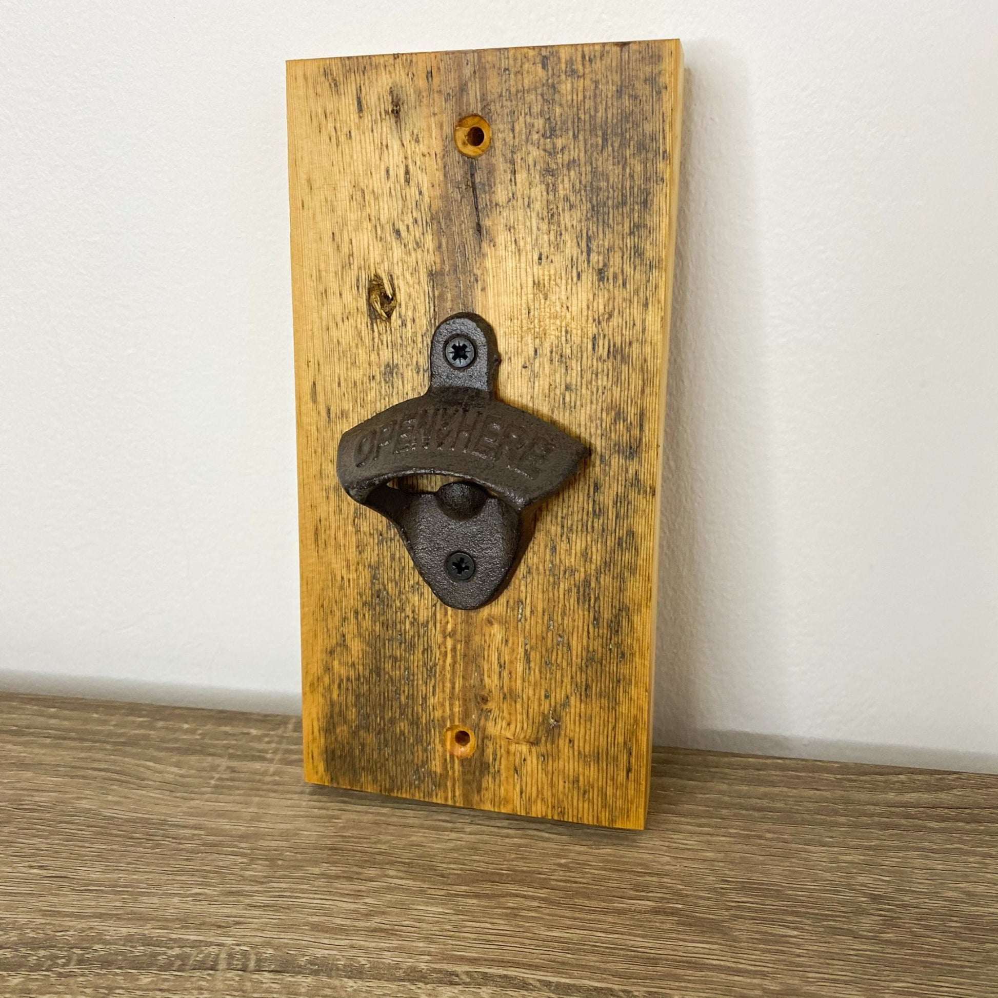 Wall Mounted Bottle Opener - Reclaimed Welsh Chapel Pine freeshipping - Cast & Wood
