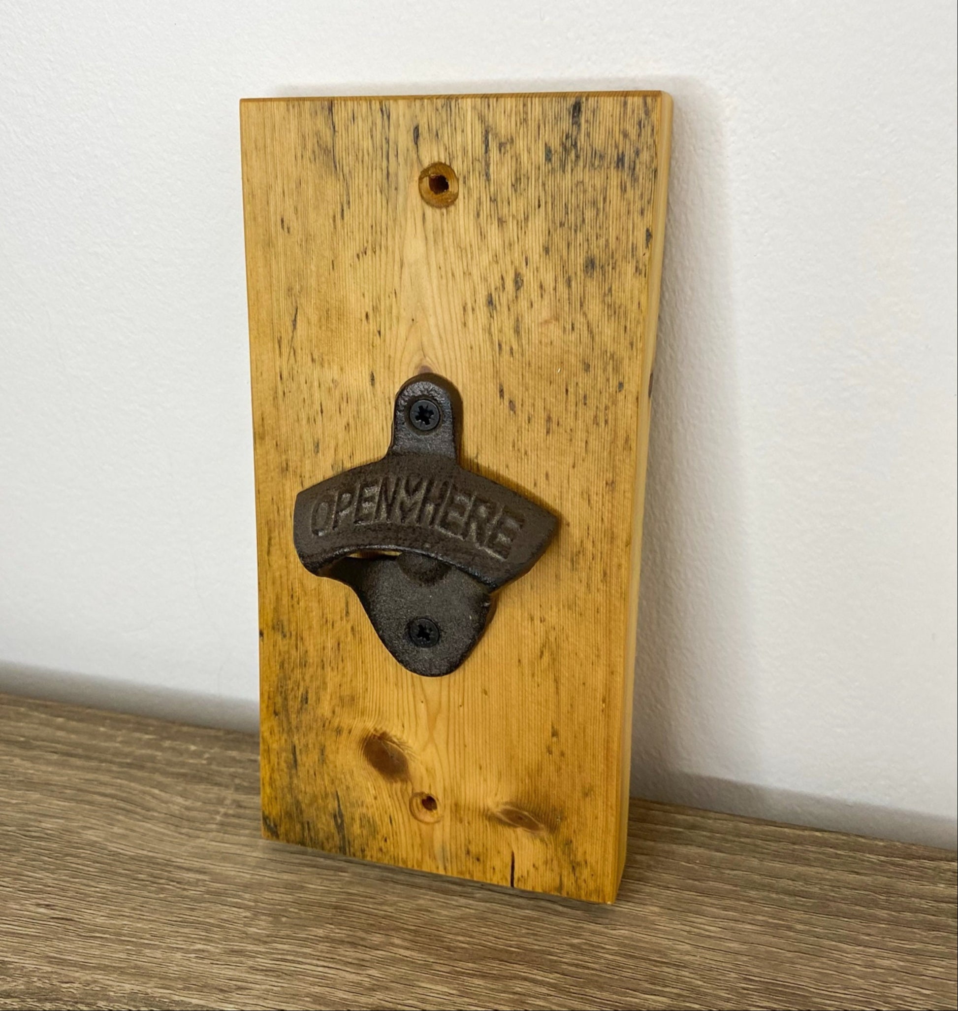 Wall Mounted Bottle Opener - Reclaimed Welsh Chapel Pine freeshipping - Cast & Wood