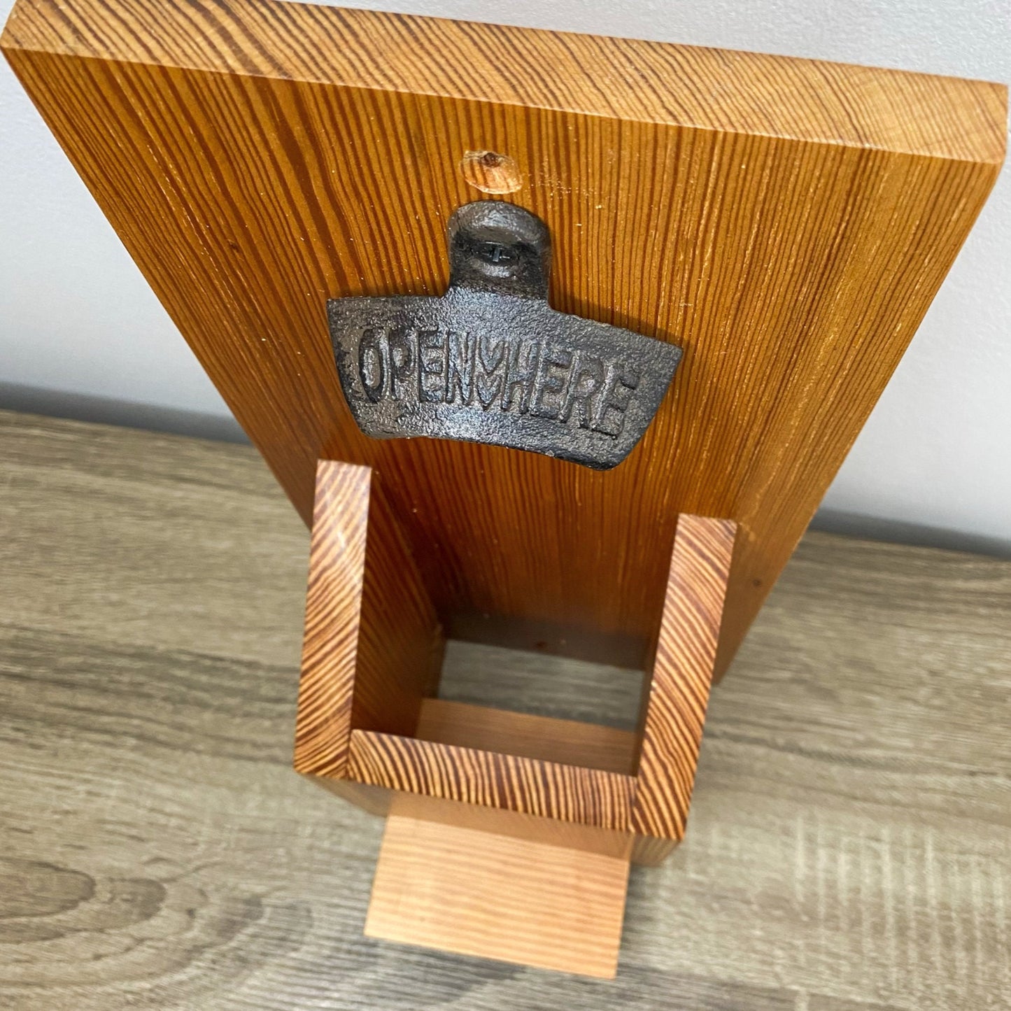 Catch Me! Wall Mounted Bottle Opener with Cap Catcher - Reclaimed Welsh Chapel Pine freeshipping - Cast & Wood