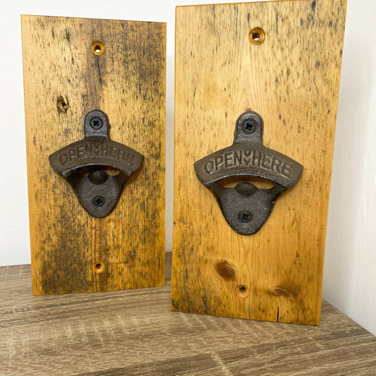 Wall Mounted Bottle Opener - Reclaimed Welsh Chapel Pine freeshipping - Cast & Wood