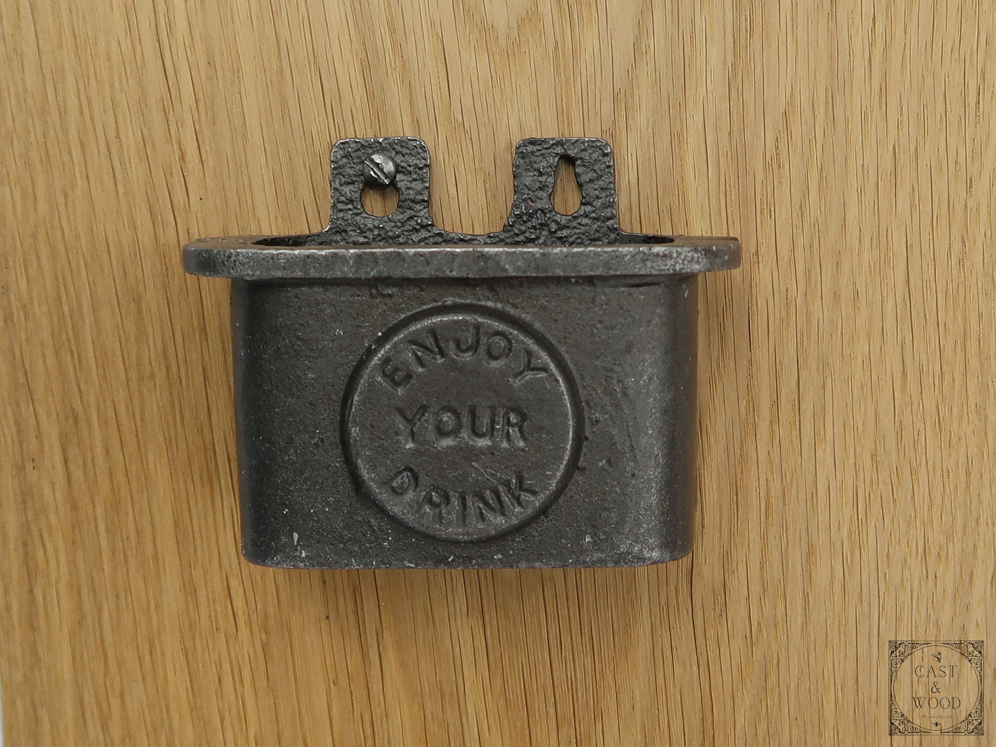 ENJOY YOUR DRINK Cast Iron Wall Mounted Bottle Cap Catcher freeshipping - Cast & Wood