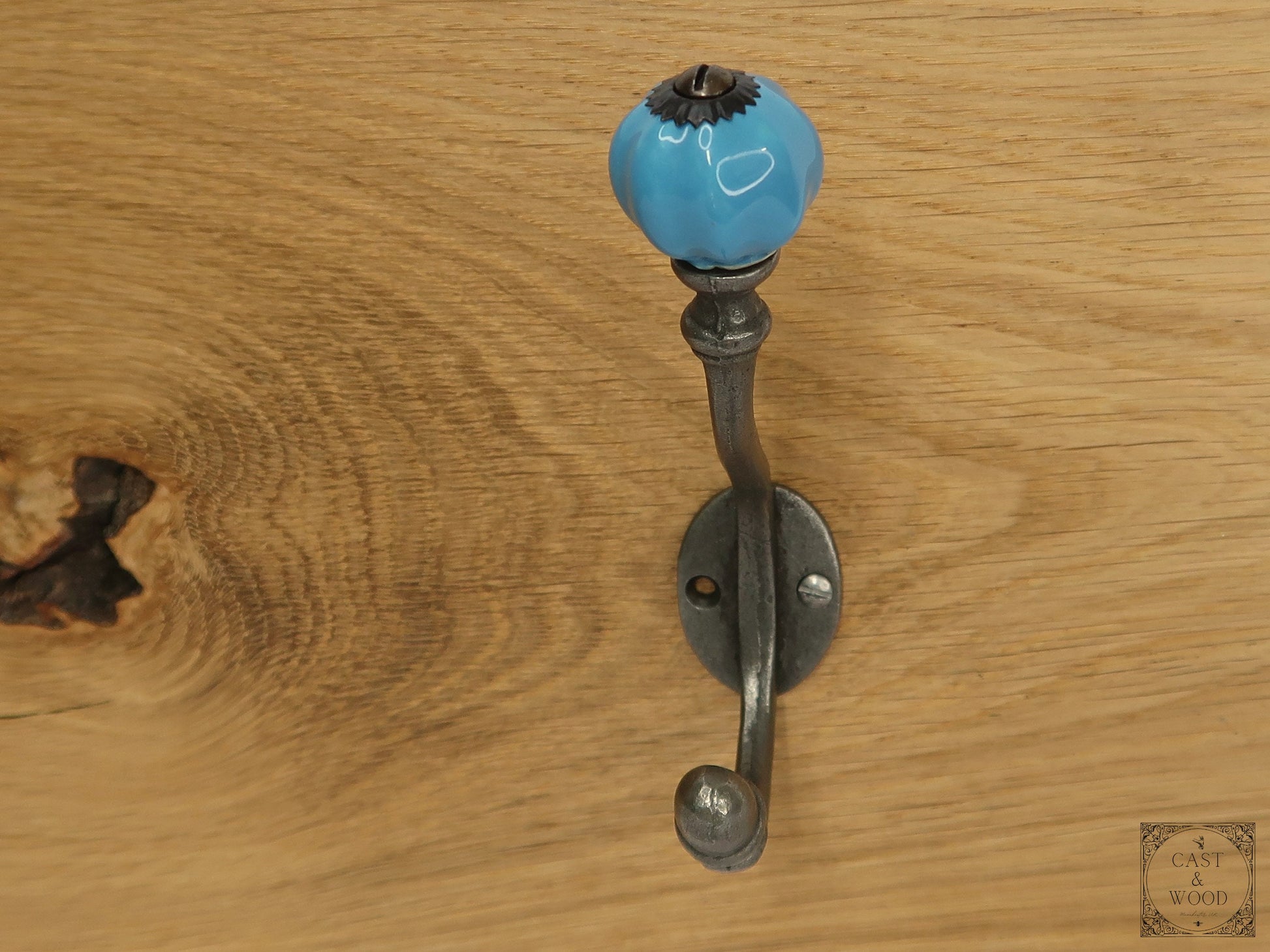 Sky Blue Acorn Double Coat Hook freeshipping - Cast & Wood