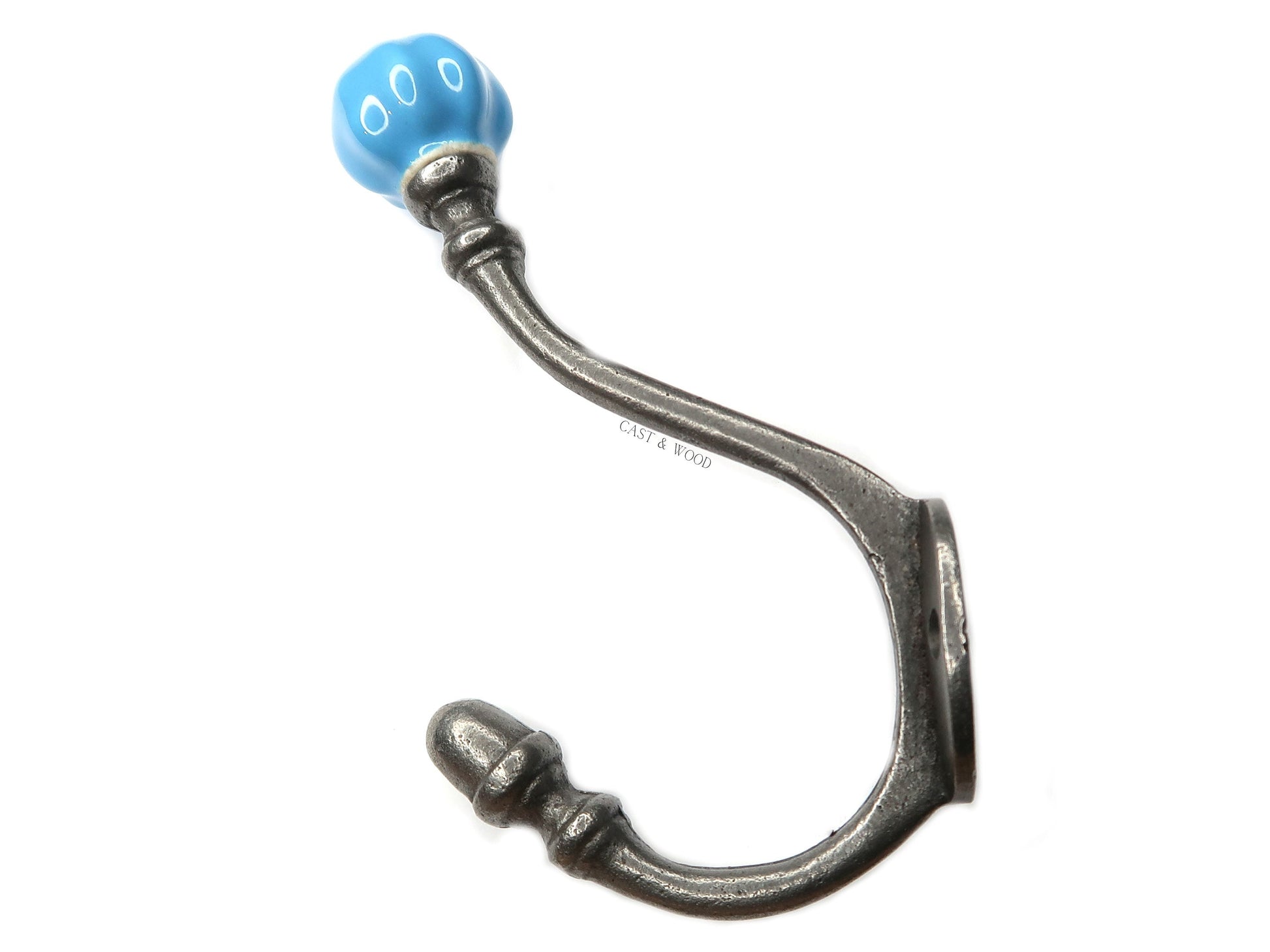 Sky Blue Acorn Double Coat Hook freeshipping - Cast & Wood