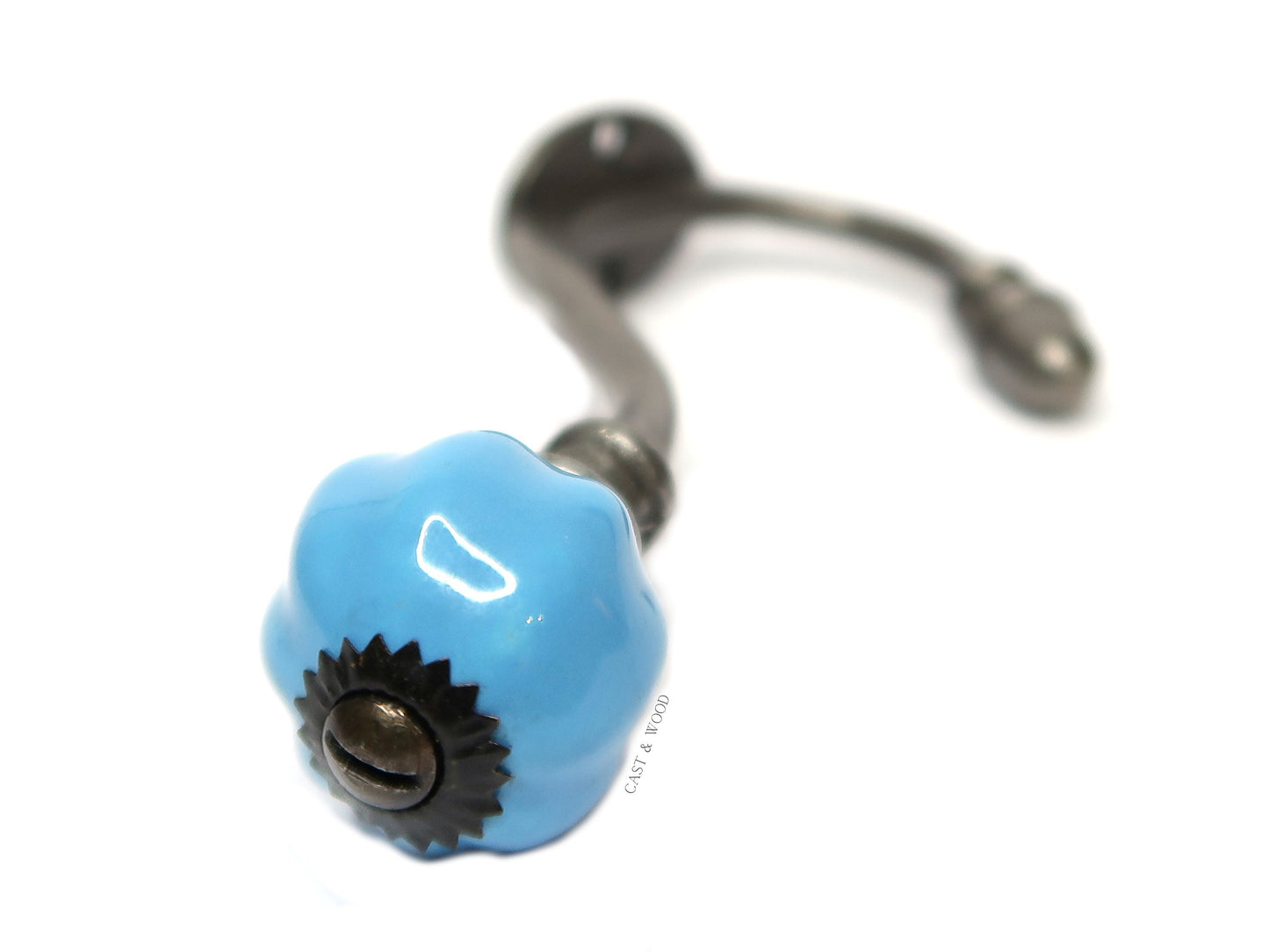 Sky Blue Acorn Double Coat Hook freeshipping - Cast & Wood