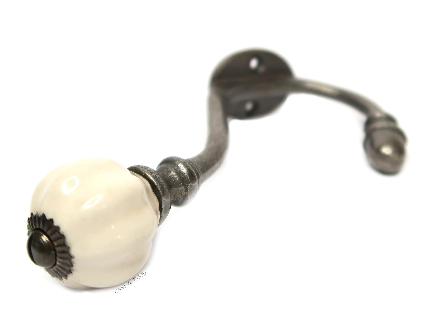 Off White Acorn Double Coat Hook freeshipping - Cast & Wood