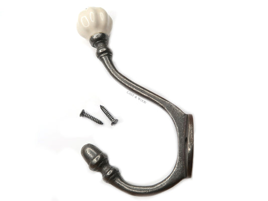 Off White Acorn Double Coat Hook freeshipping - Cast & Wood
